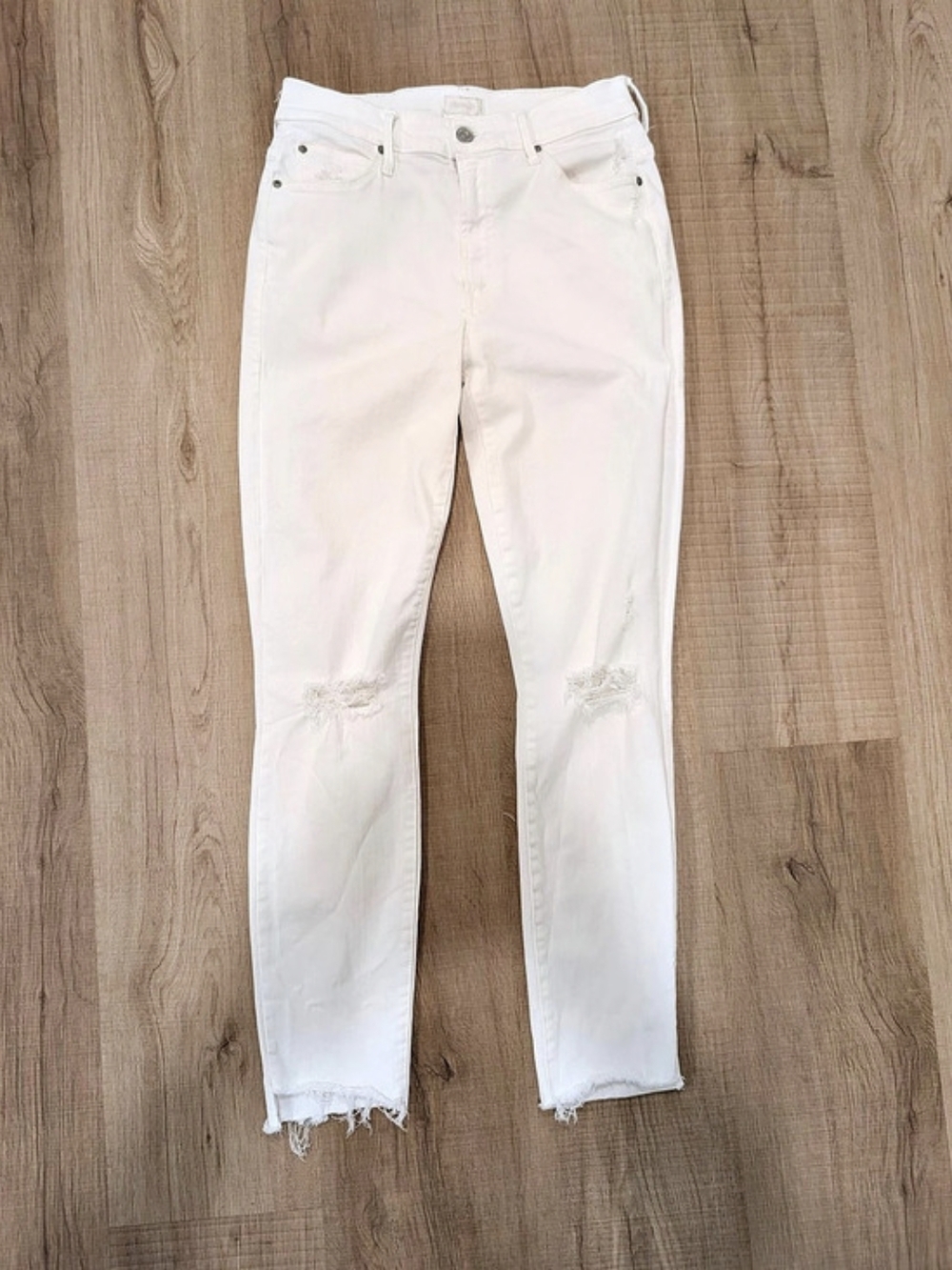 MOTHER The Looker Ankle Fray Skinny Jeans White Waist 27